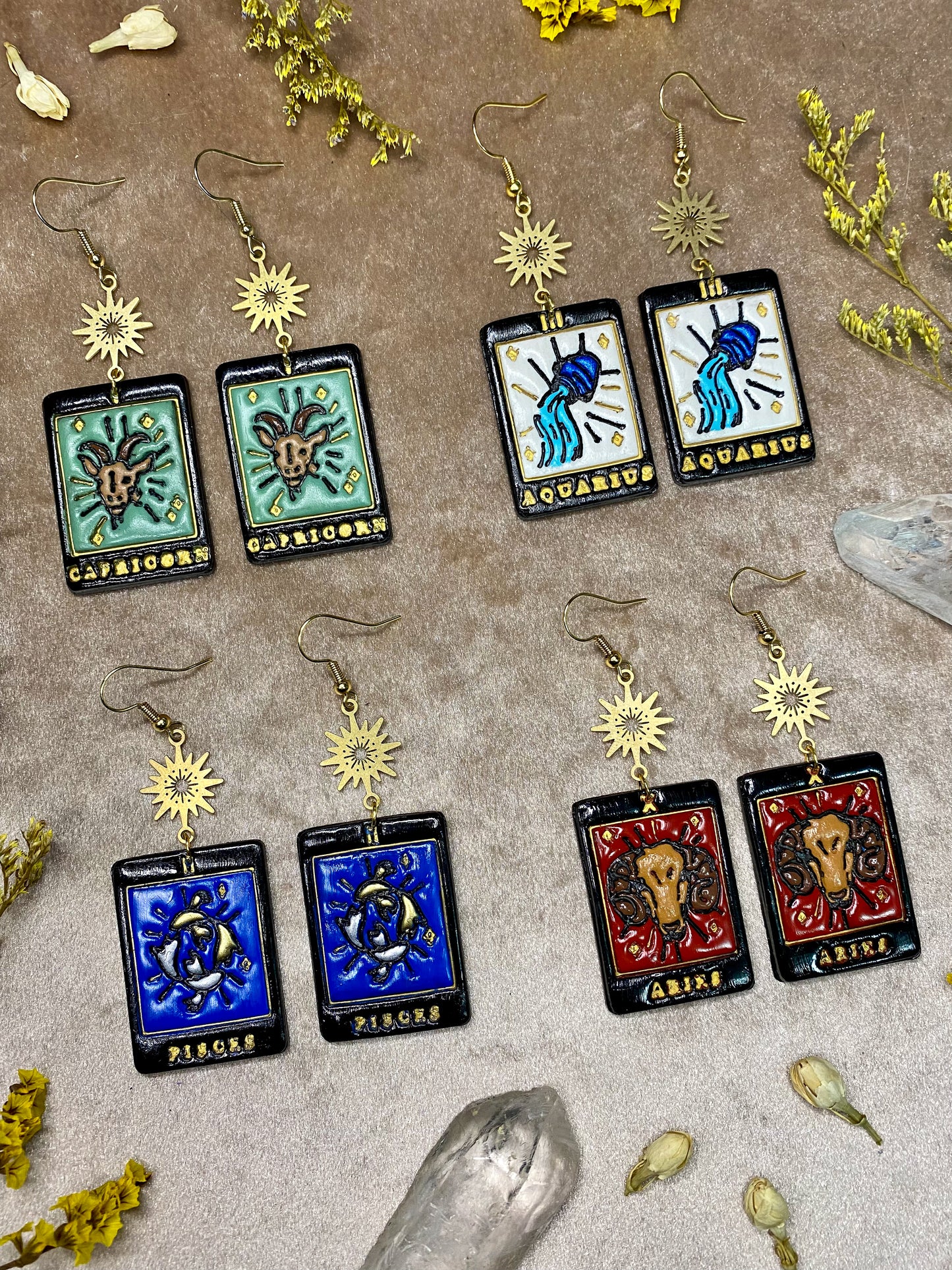 Zodiac + Tarot Card Earrings