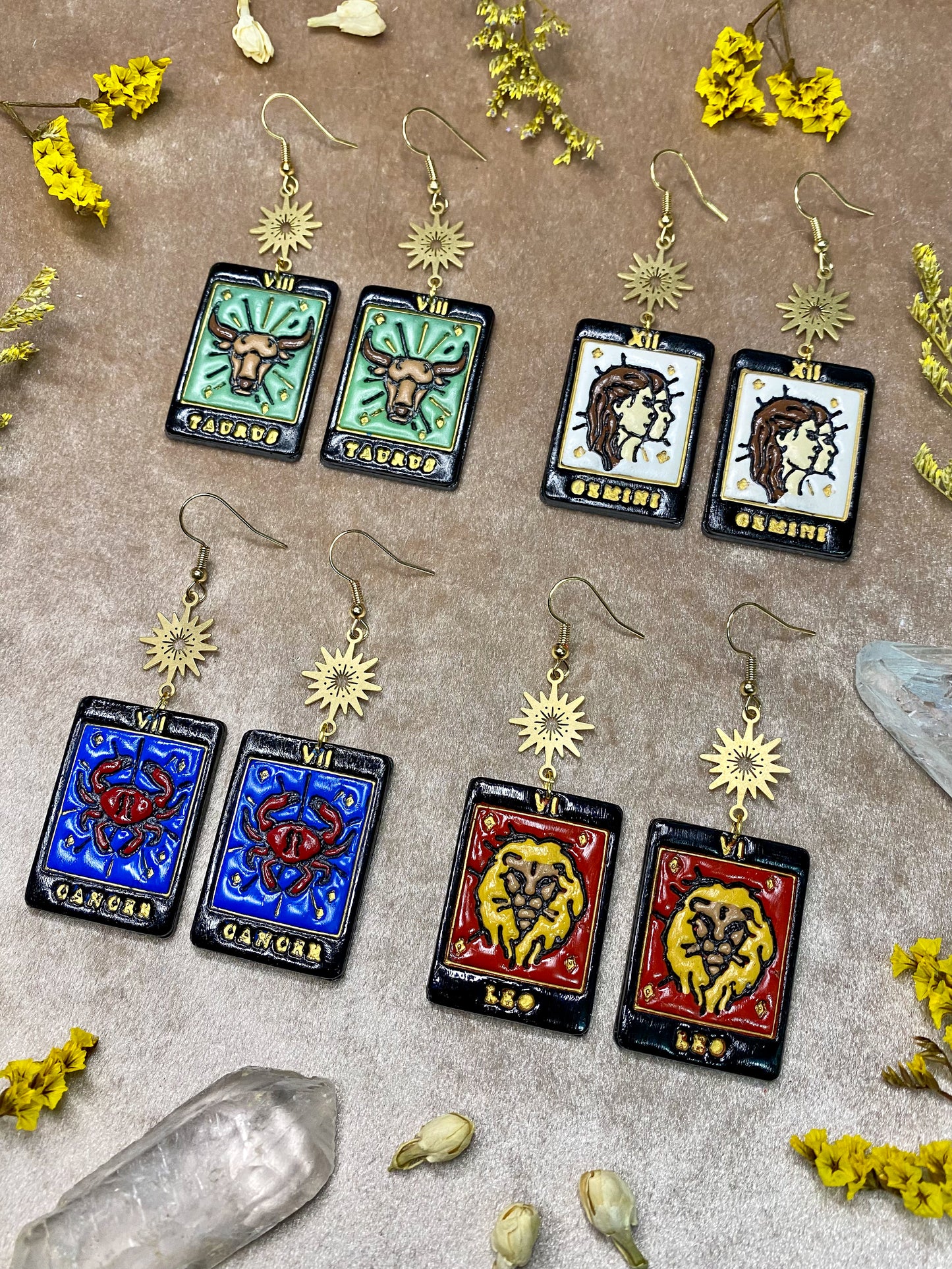 Zodiac + Tarot Card Earrings