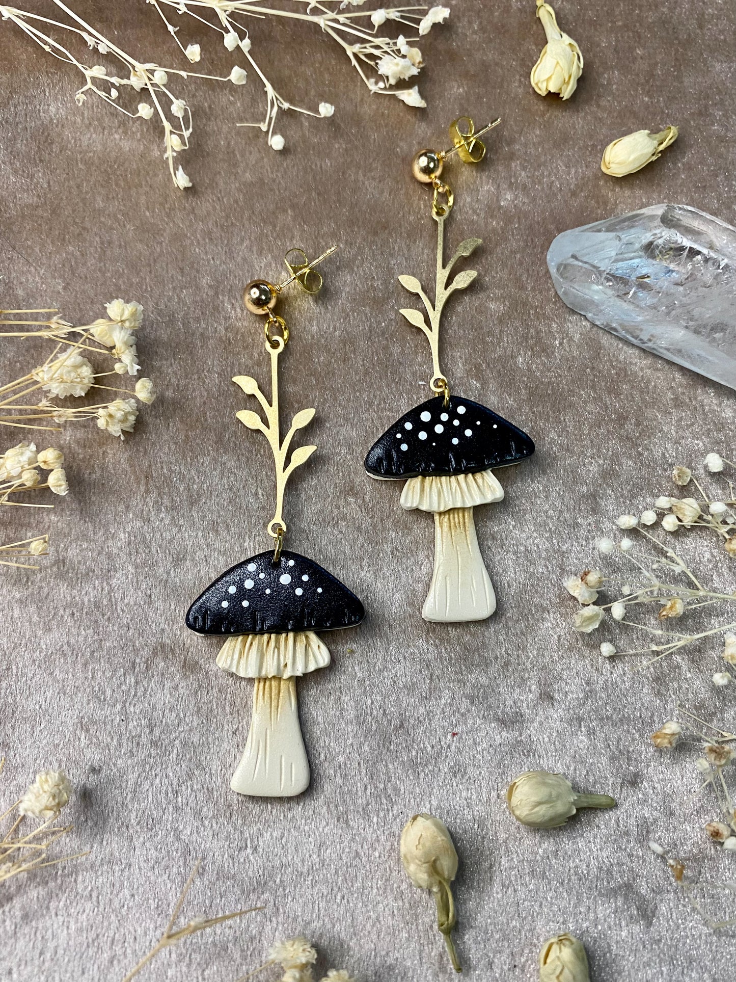 Leafy Forest Mushroom Earrings