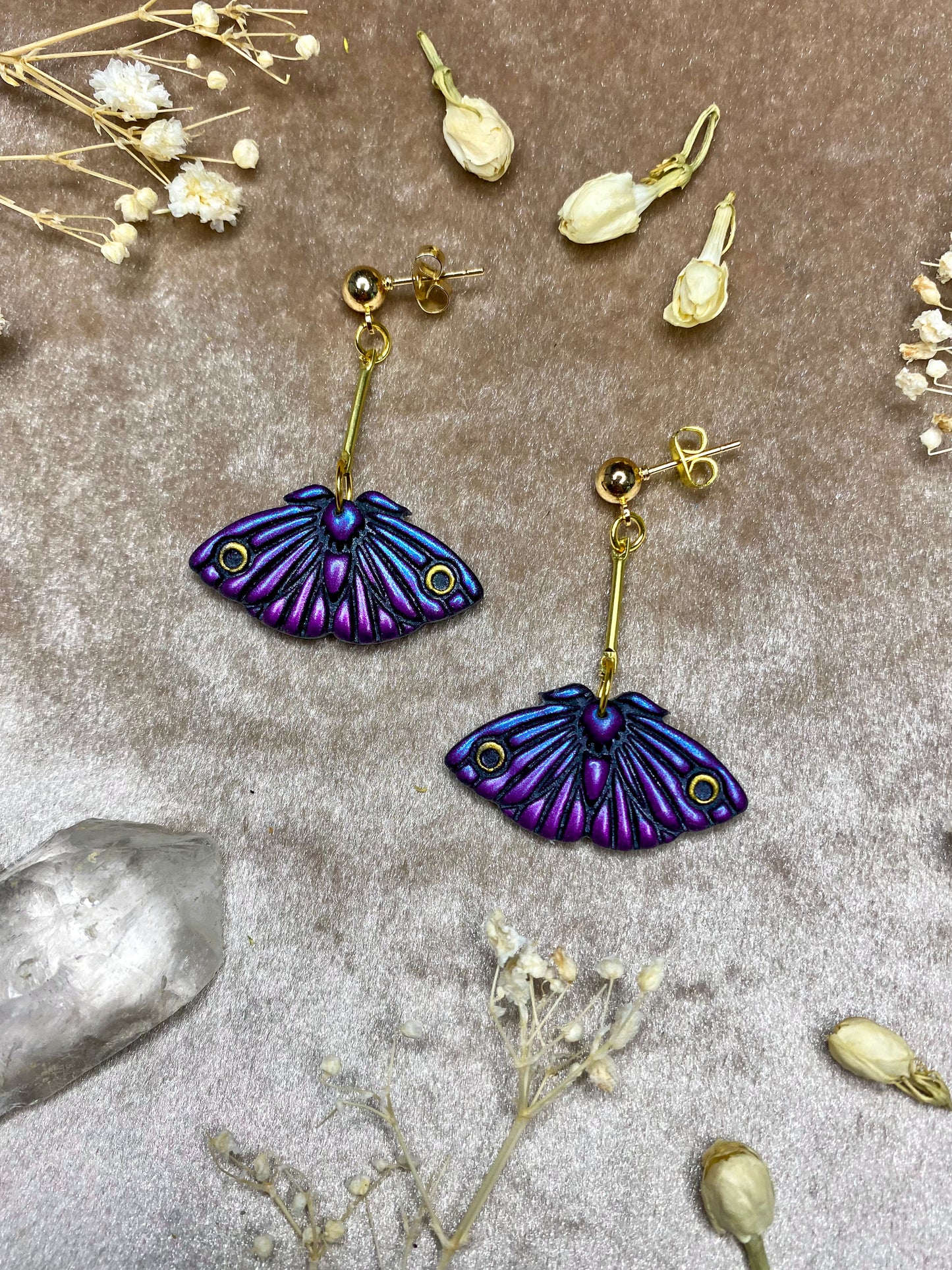 Color Shifting Moth Earrings