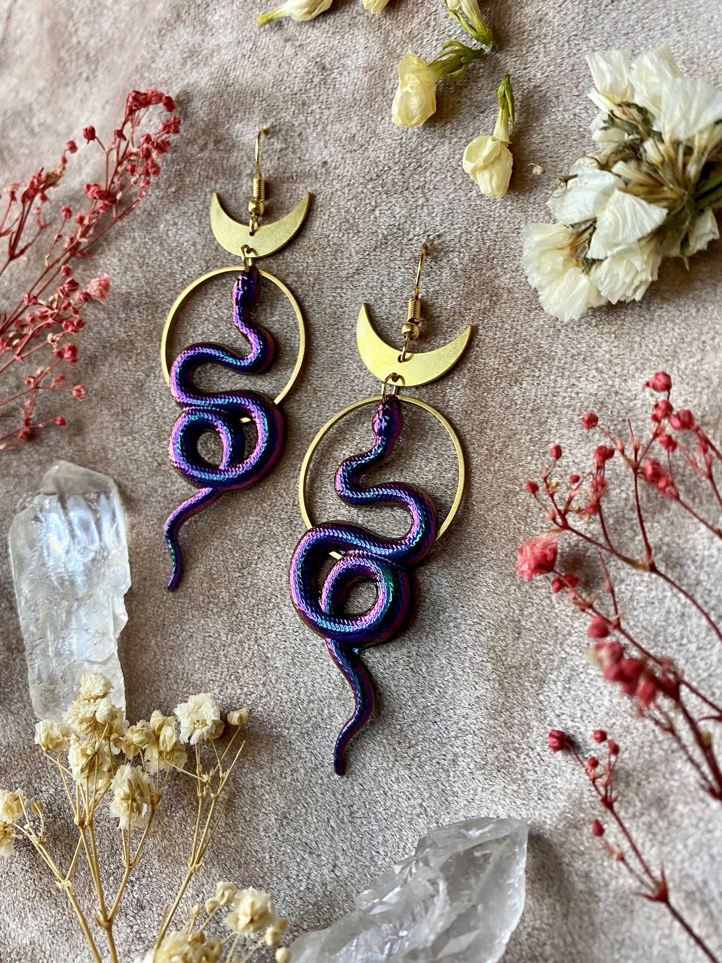 Rainbow Coil Snake Earrings