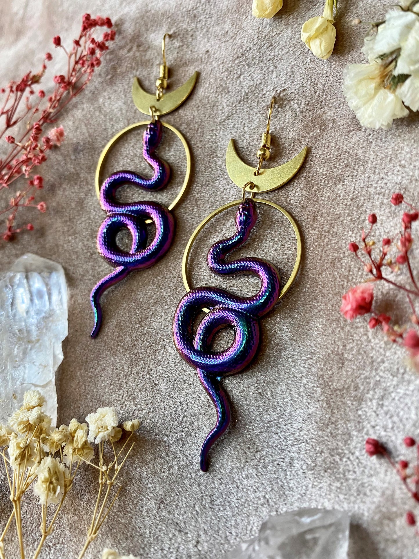 Rainbow Coil Snake Earrings