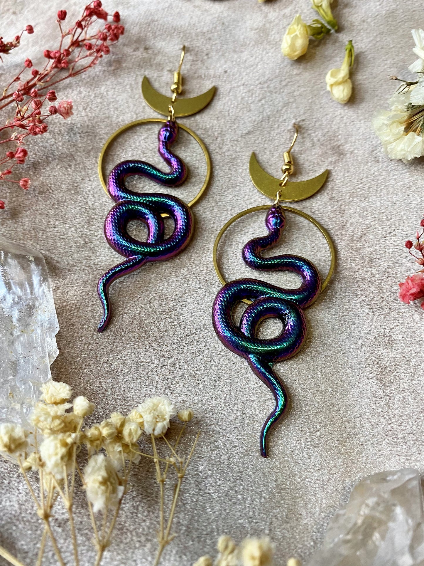 Rainbow Coil Snake Earrings