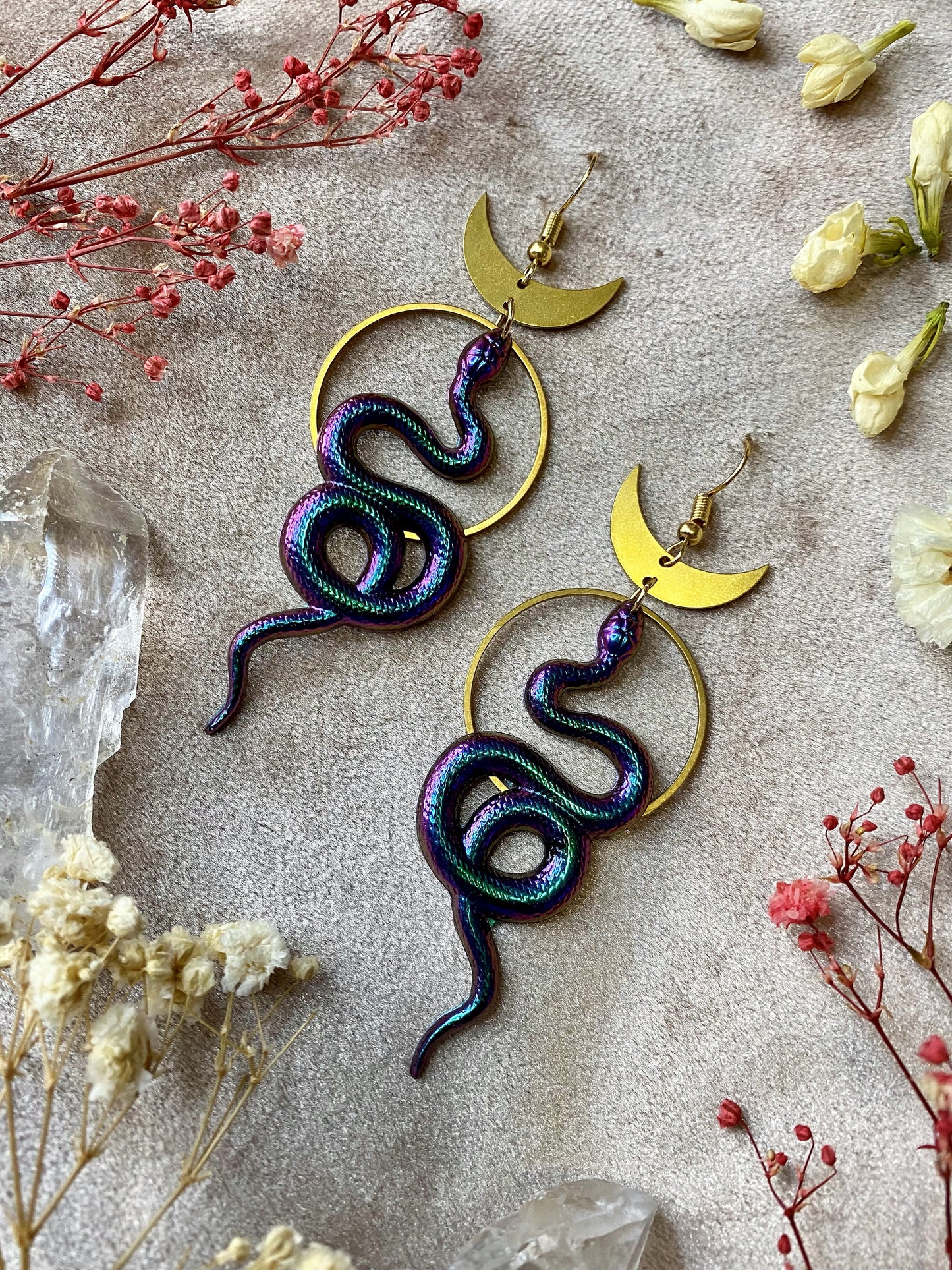 Rainbow Coil Snake Earrings