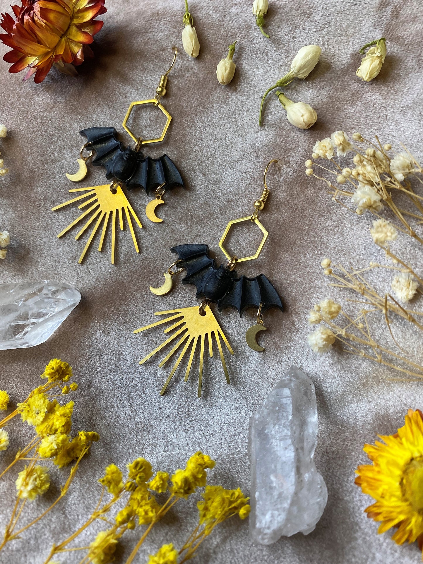 Little Black Bat Earrings