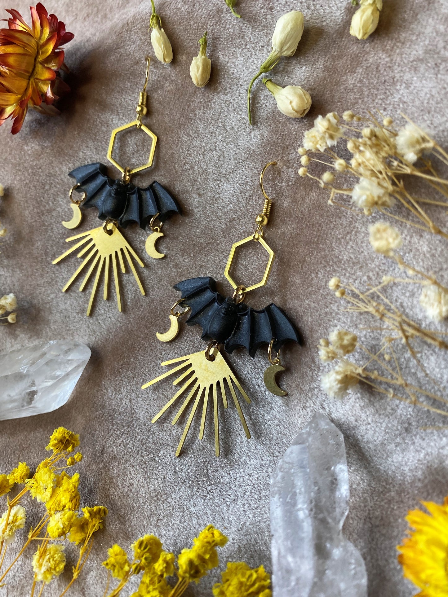 black bat earrings