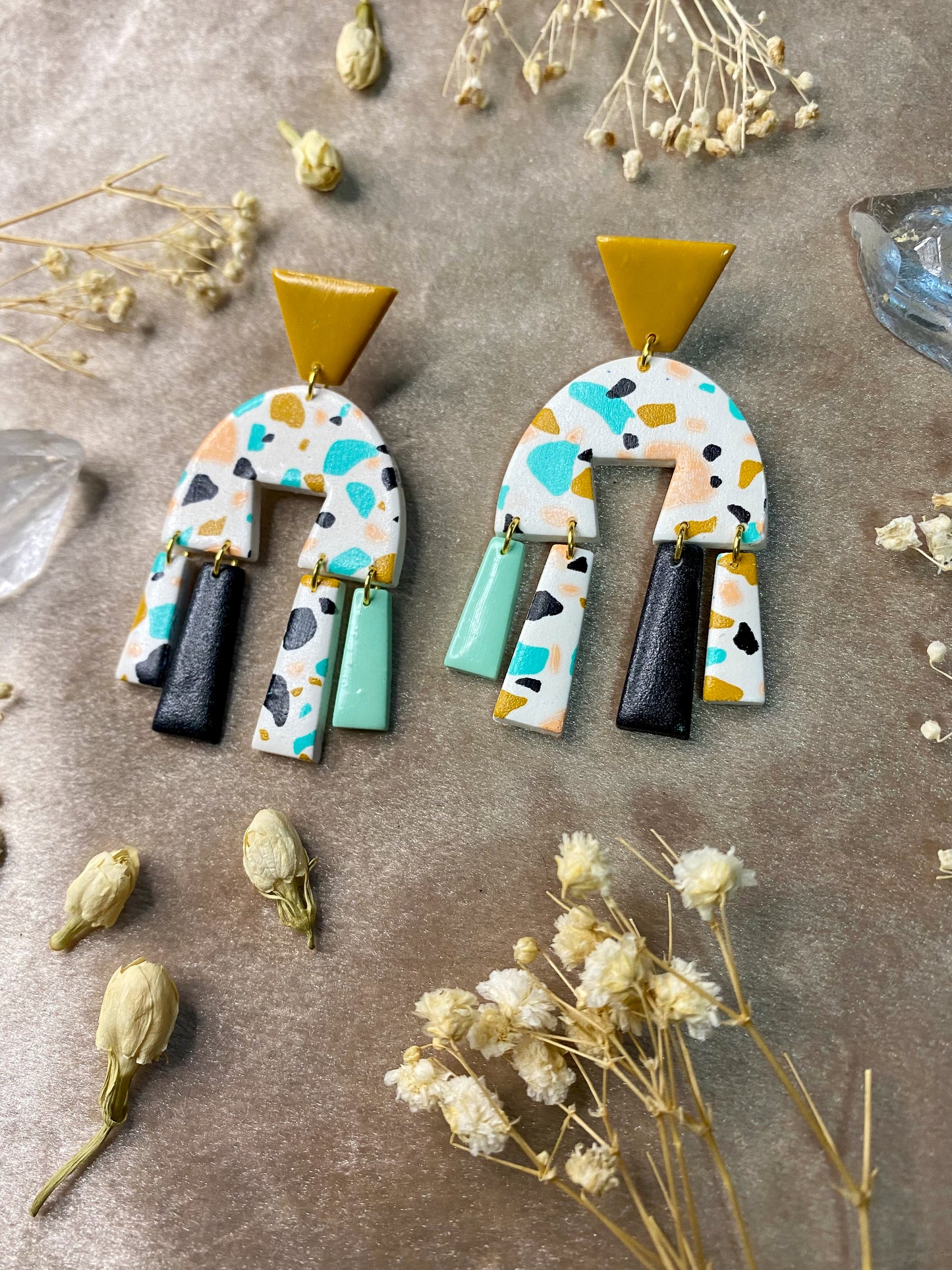 Geometric Terrazzo Statement Earrings