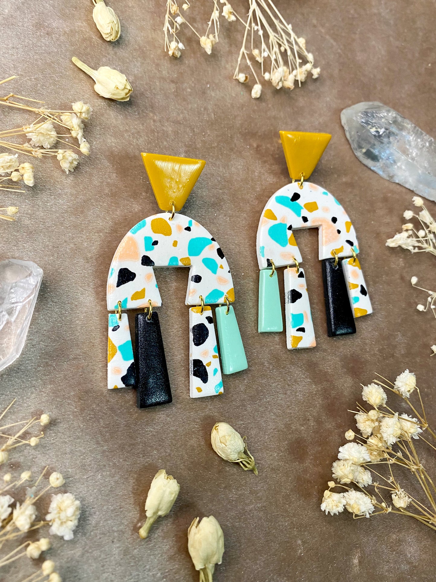 Geometric Terrazzo Statement Earrings