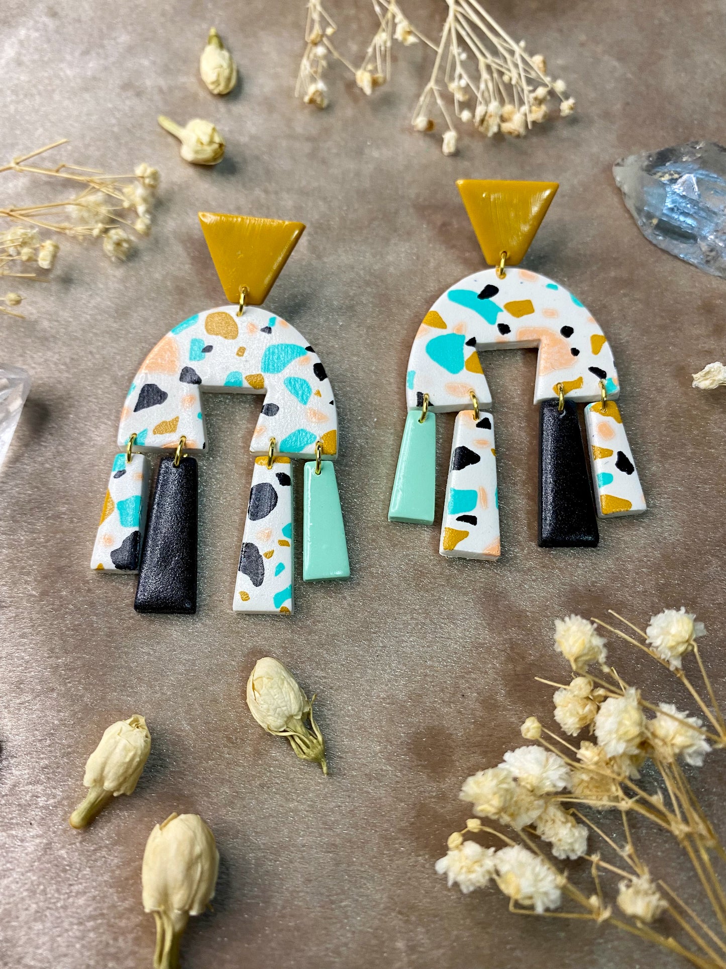 Geometric Terrazzo Statement Earrings