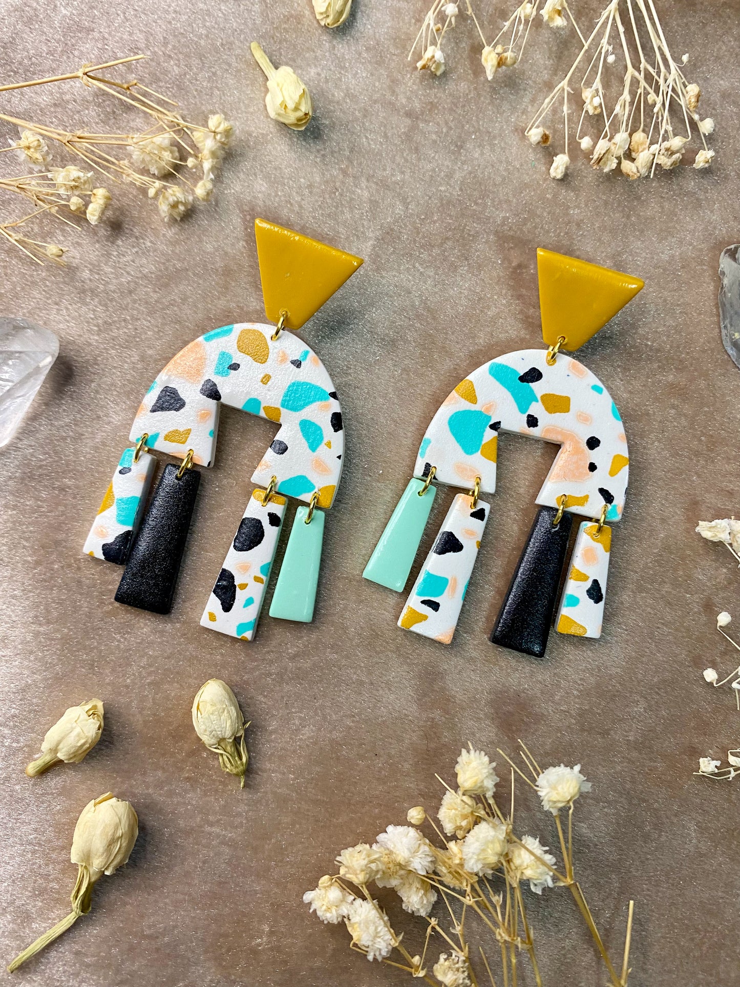 Geometric Terrazzo Statement Earrings