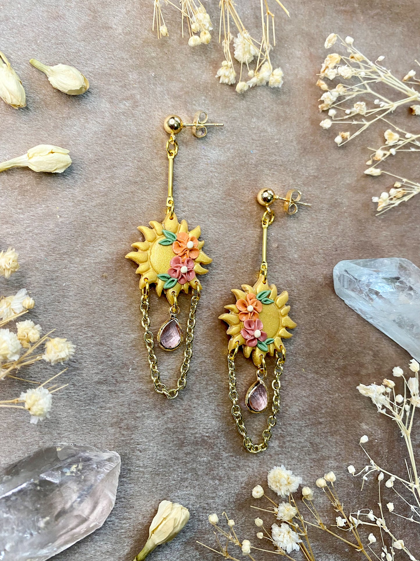 Floral Sun Dangle Earrings