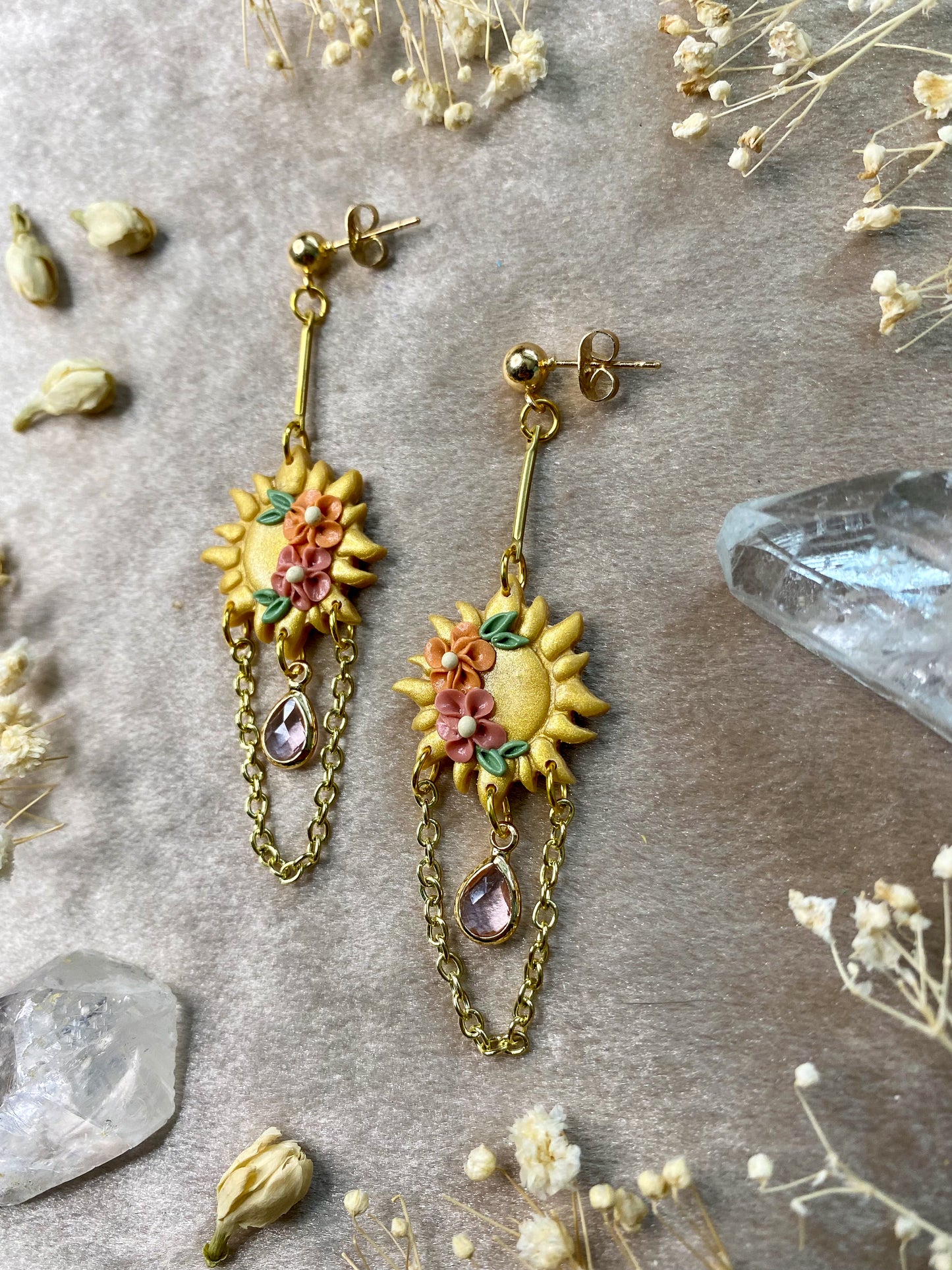 Floral Sun Dangle Earrings