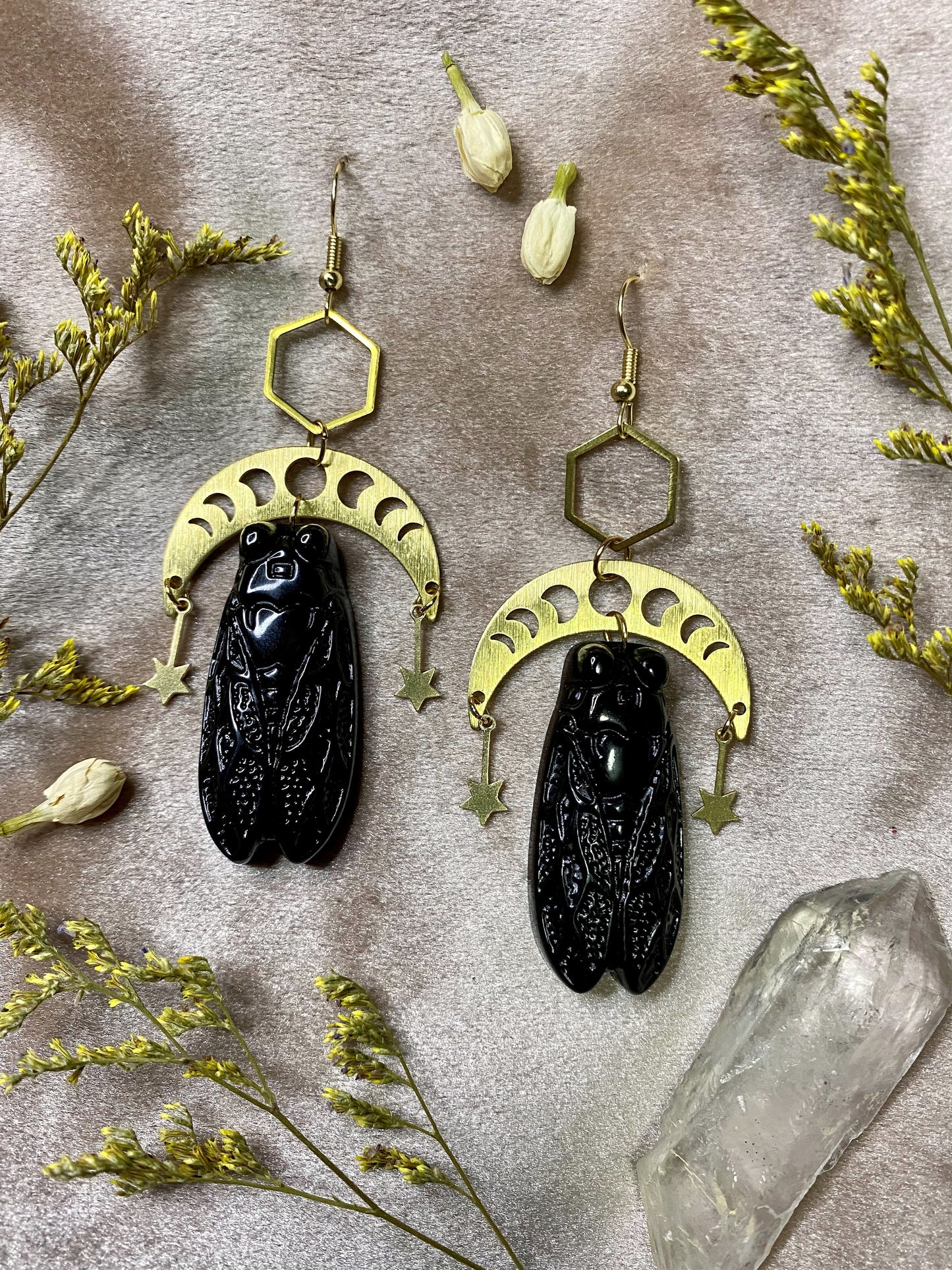 black cicada earrings