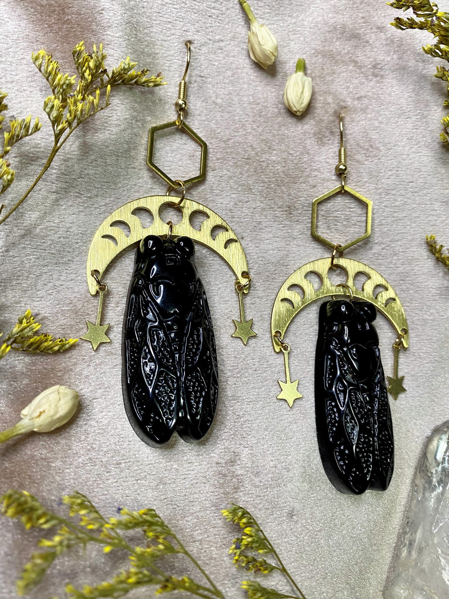 Ebony Cicada Earrings