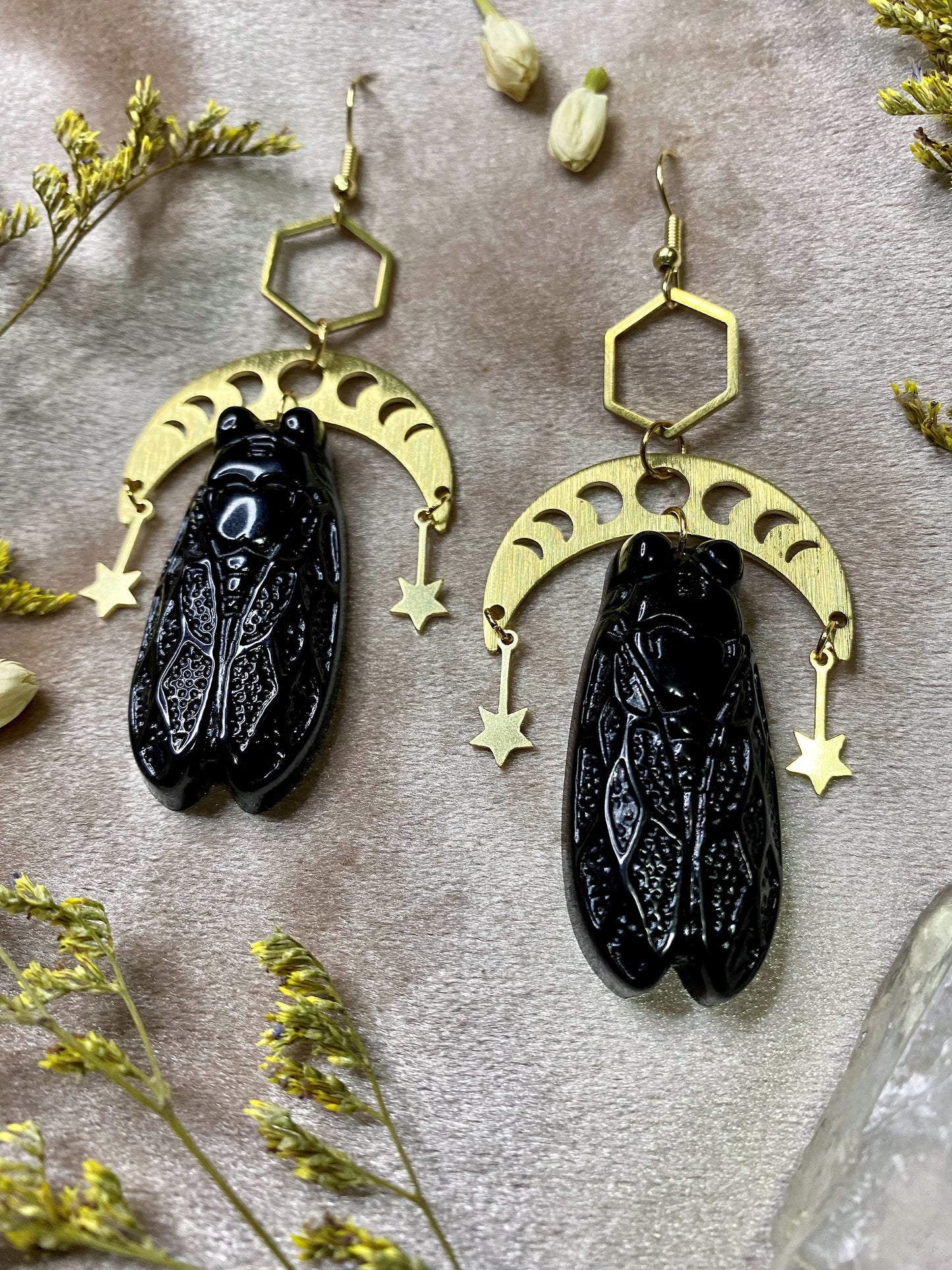 Ebony Cicada Earrings