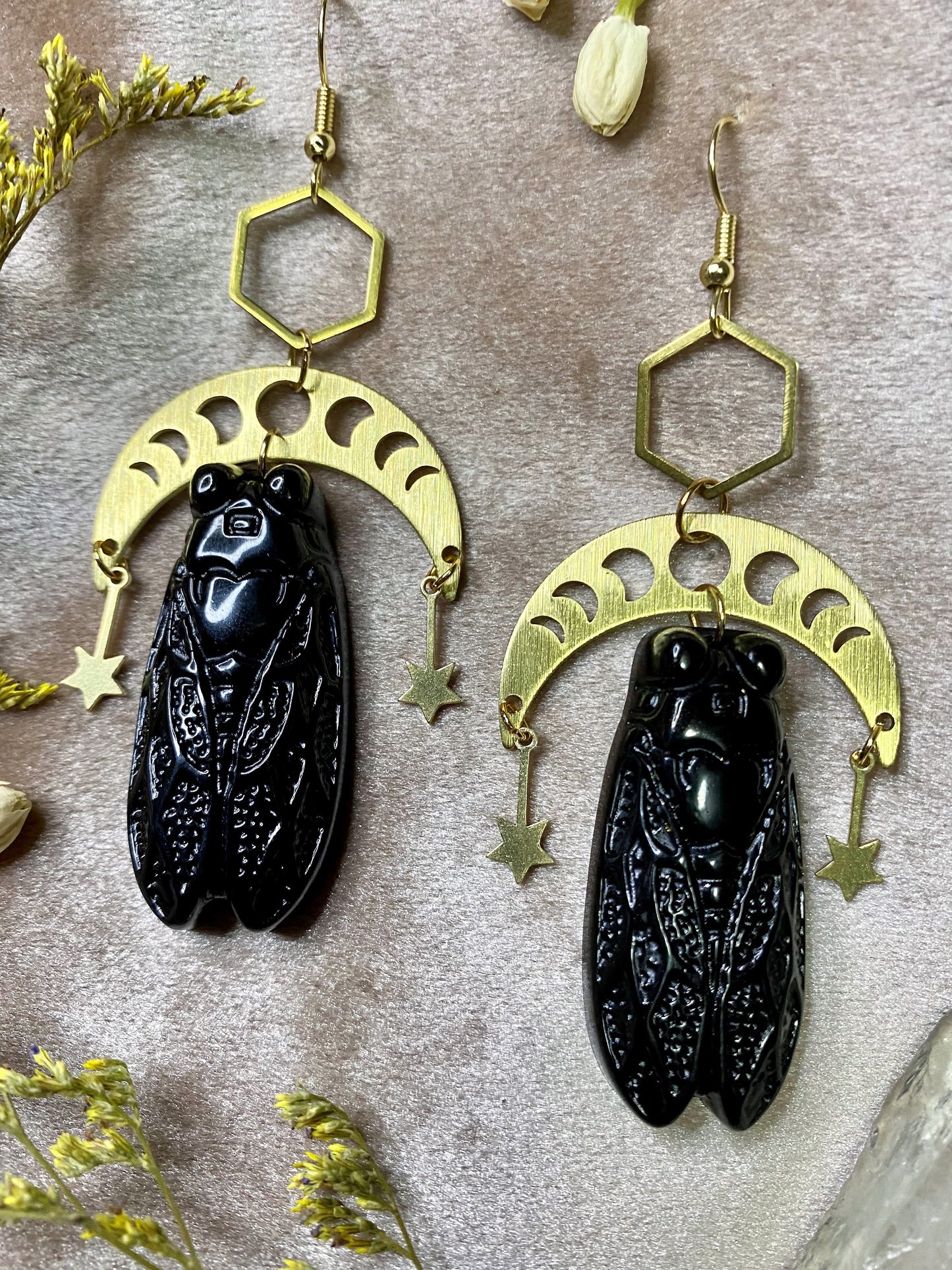 Ebony Cicada Earrings