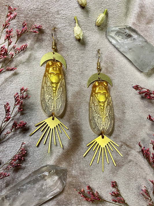 gold cicada earrings