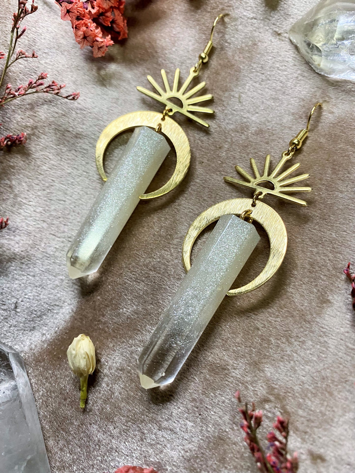 Moonlit Quartz Crystal Earrings