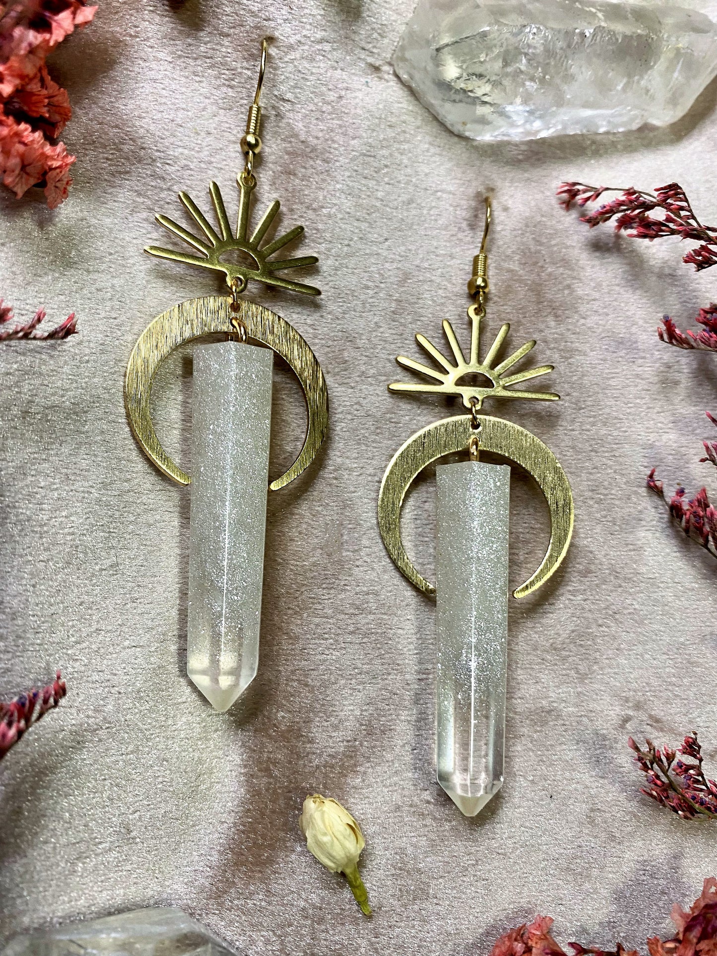 Moonlit Quartz Crystal Earrings