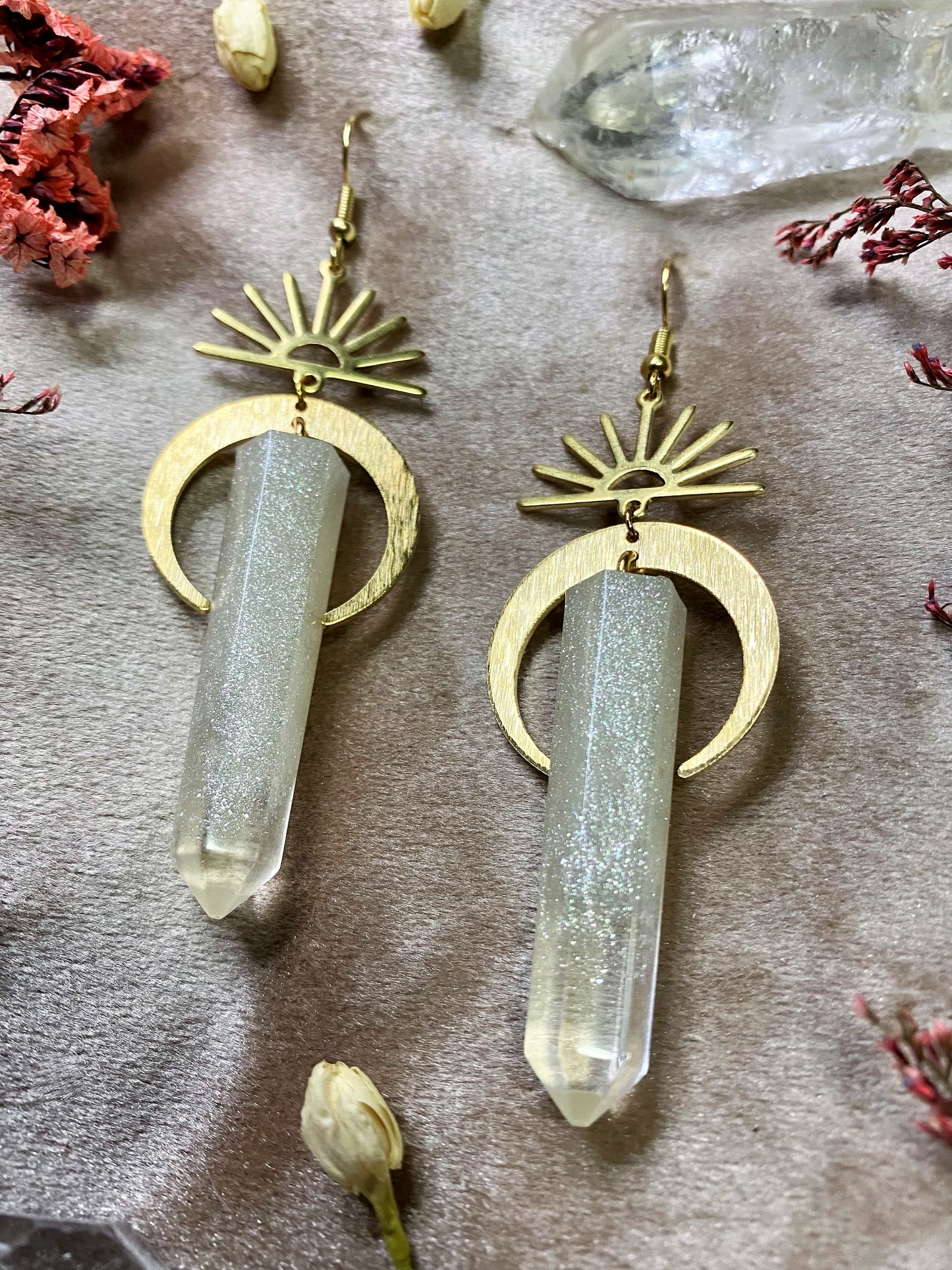 Moonlit Quartz Crystal Earrings